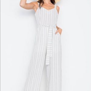 Ivory Aqua Wide Leg Jumpsuit